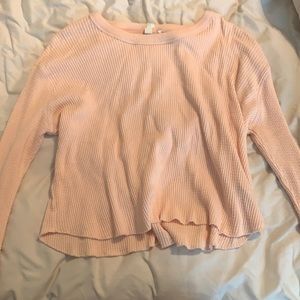 Waffle knit long sleeve top